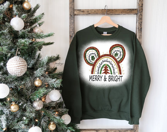 Mickey Ears Merry and Bright Rainbow Christmas - Farmhouse Vinyl Co