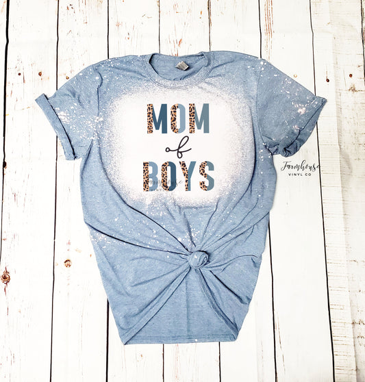 Mom of Boys Bleached Shirt - Farmhouse Vinyl Co