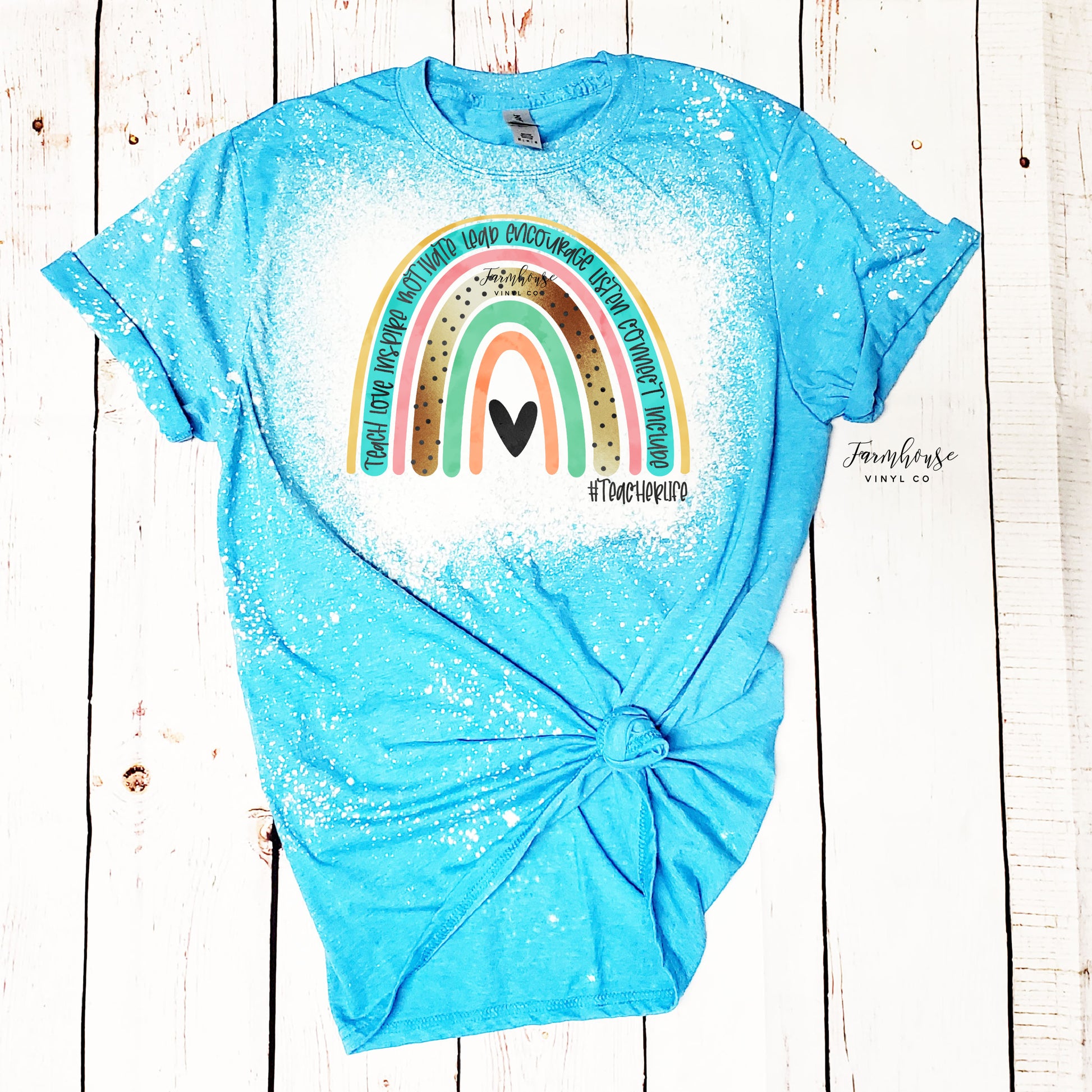 #TeacherLife Rainbow Shirt - Farmhouse Vinyl Co