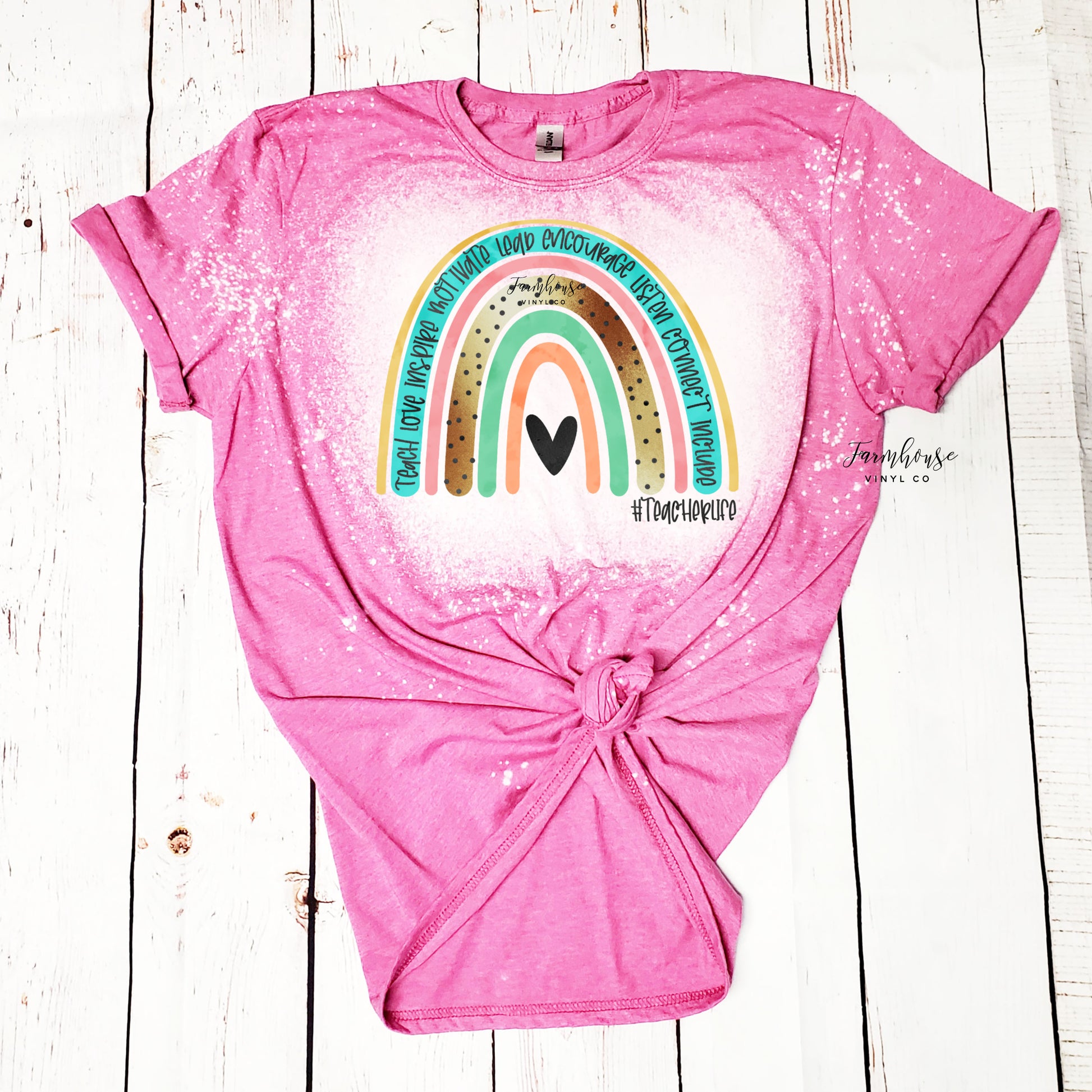 #TeacherLife Rainbow Shirt - Farmhouse Vinyl Co