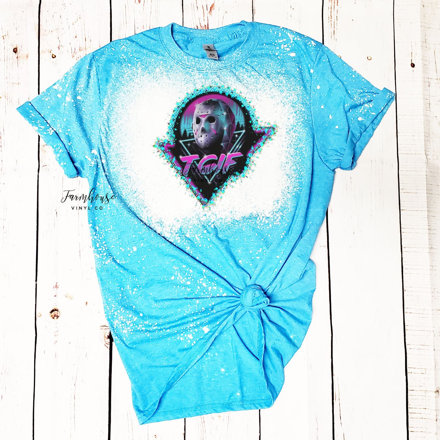 TGIF Jason Voorhees Friday the 13th Mask Bleached Shirt