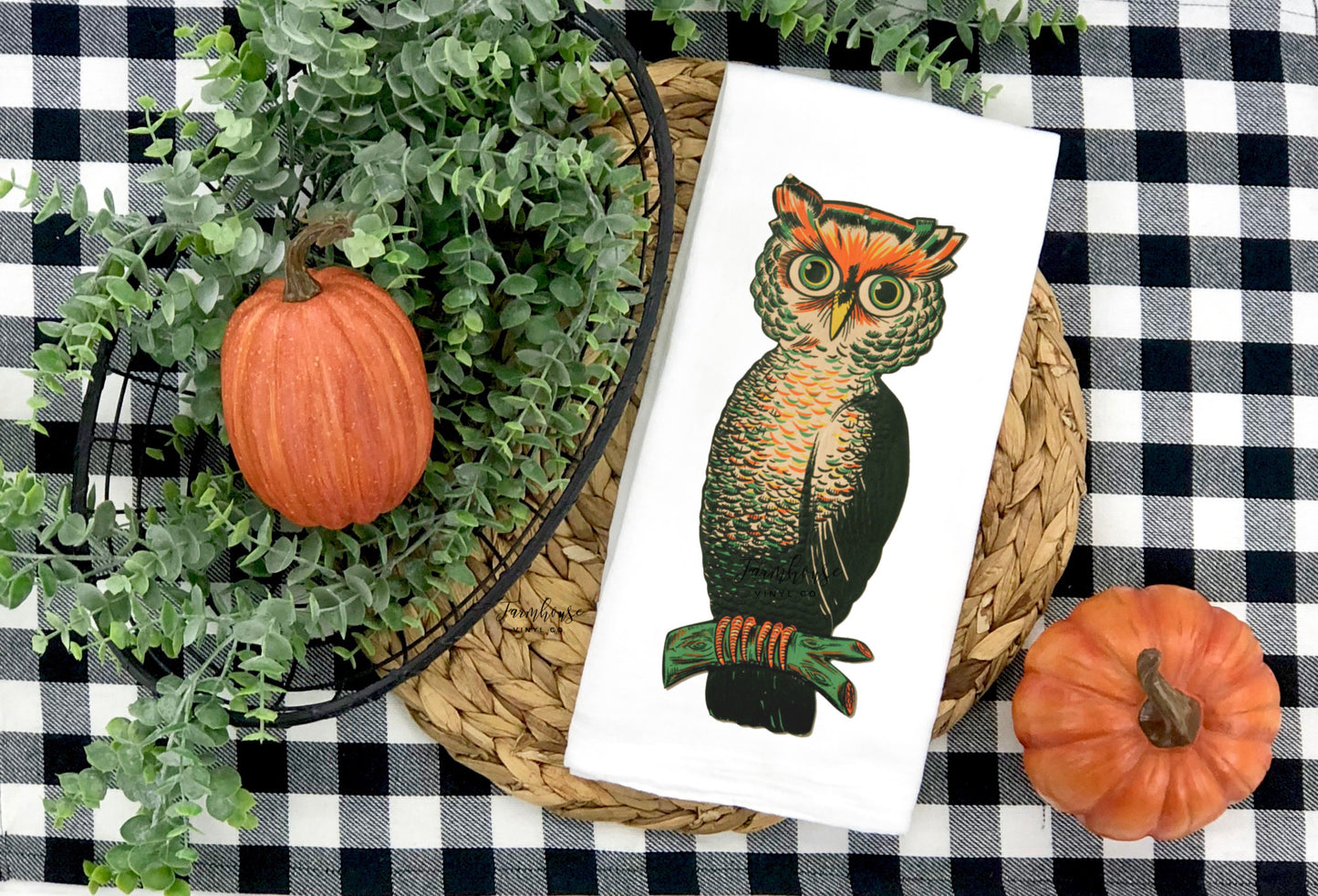 Vintage Inspired Owl Fall Towel