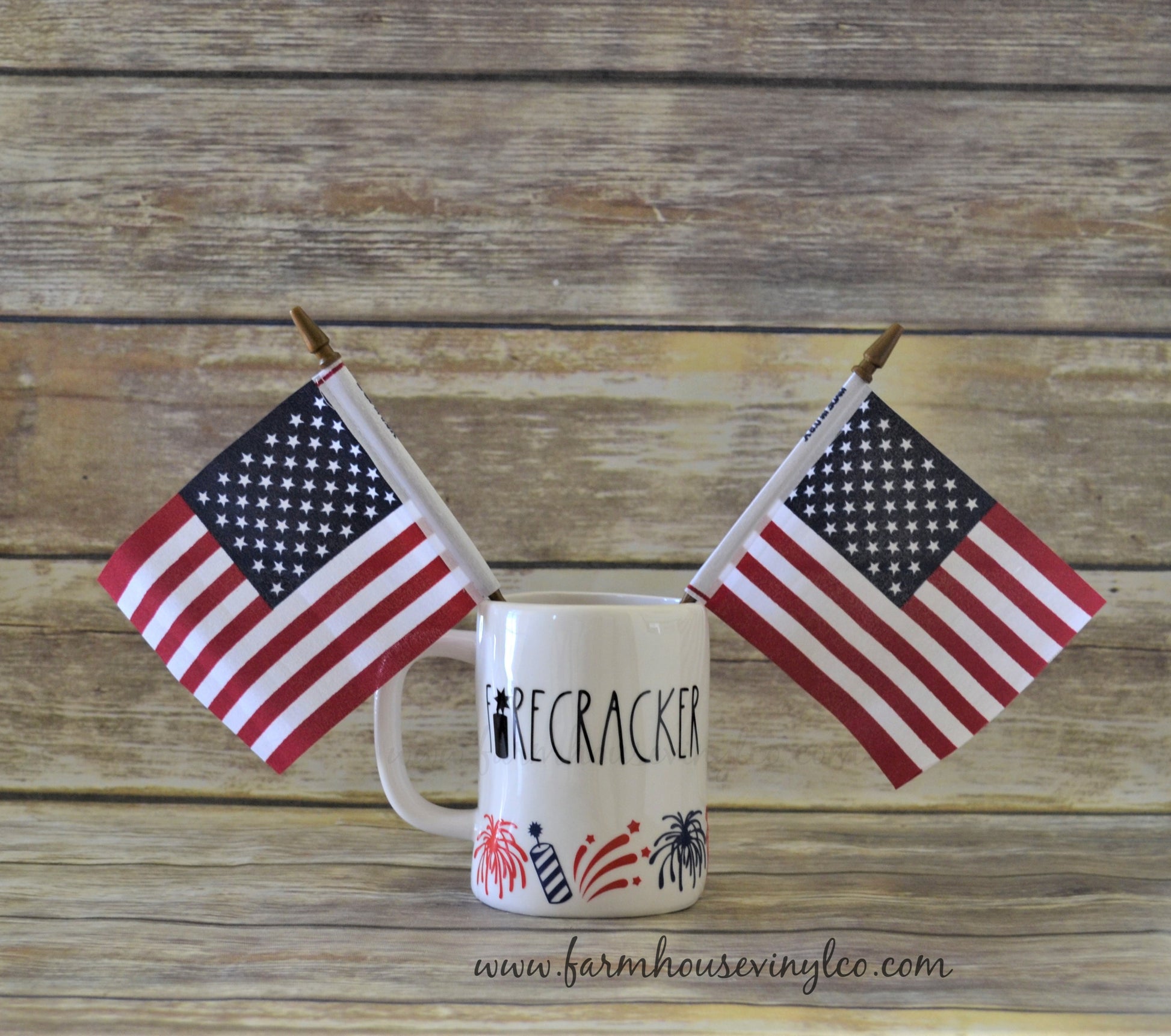 Wrap Around Rae Dunn Inspired Patriotic and Fourth of July Little Firecracker Mug Decal - Farmhouse Vinyl Co