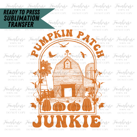 Pumpkin Patch Junkie Ready to Press Sublimation Transfer - Farmhouse Vinyl Co