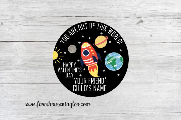 You Are out of This World Valentine's Day Child Sticker - Farmhouse Vinyl Co