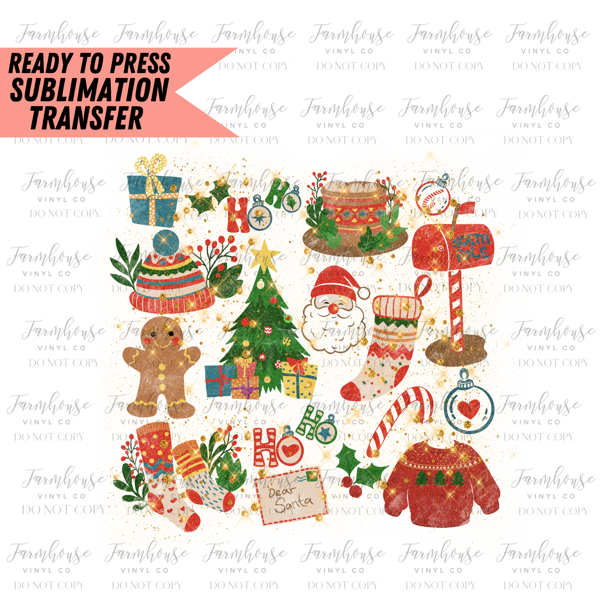 Sparkly Christmas Favorite Things Ready To Press Sublimation Transfer - Farmhouse Vinyl Co
