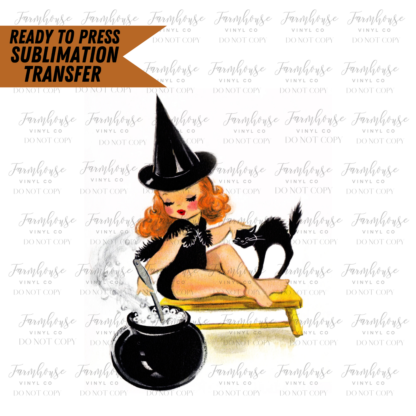 Witch Redhead Ready To Press Sublimation Transfer