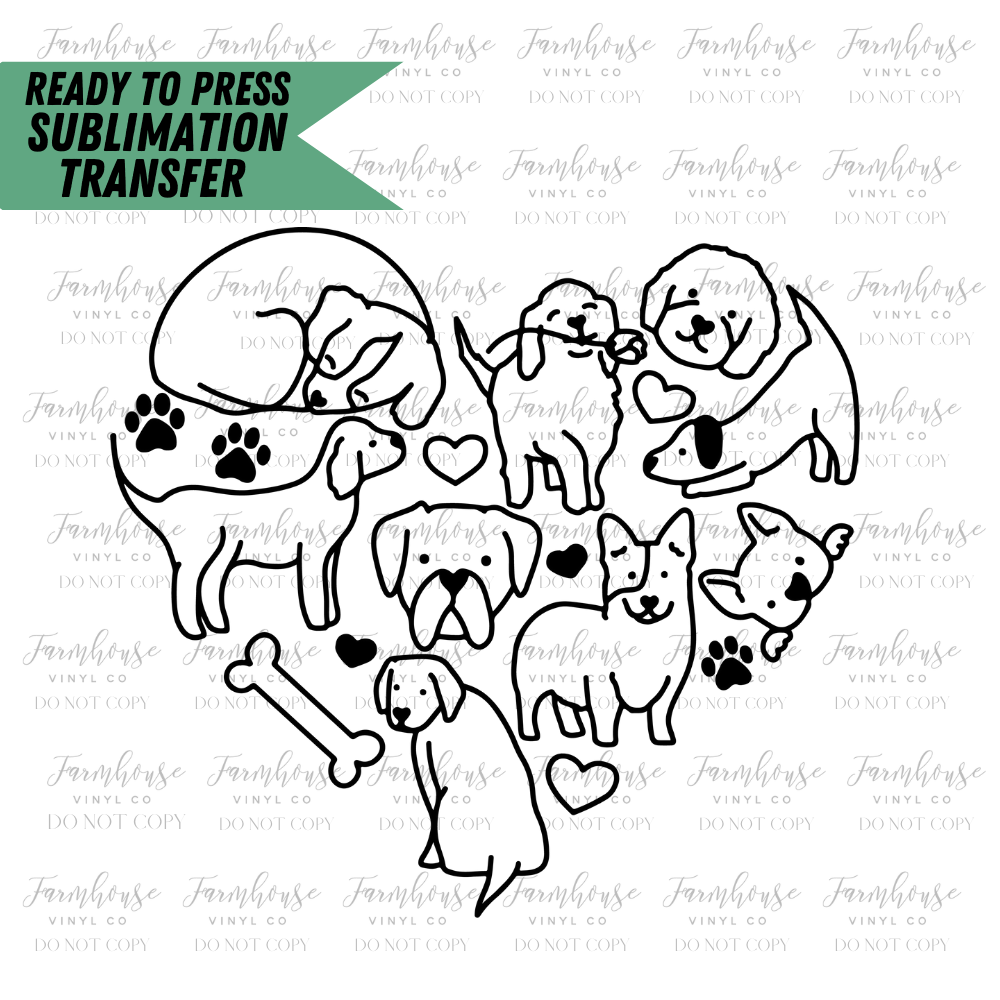 Dog Heart Ready to Press Sublimation Design Transfer - Farmhouse Vinyl Co