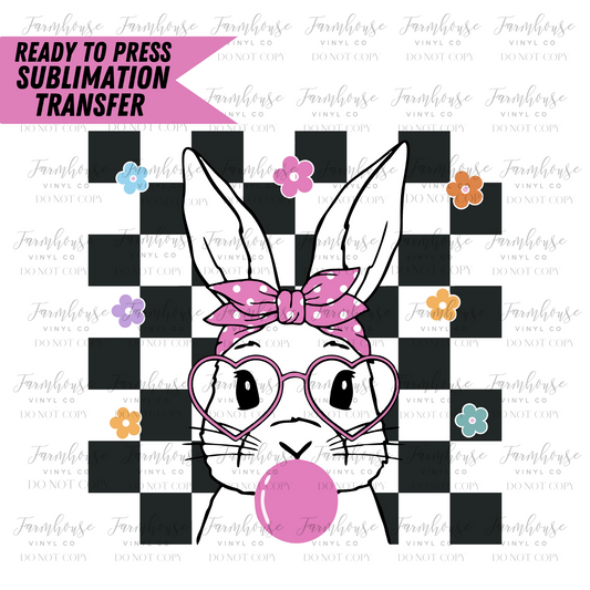 Retro Hipster Bunny Ready To Press Sublimation Transfer