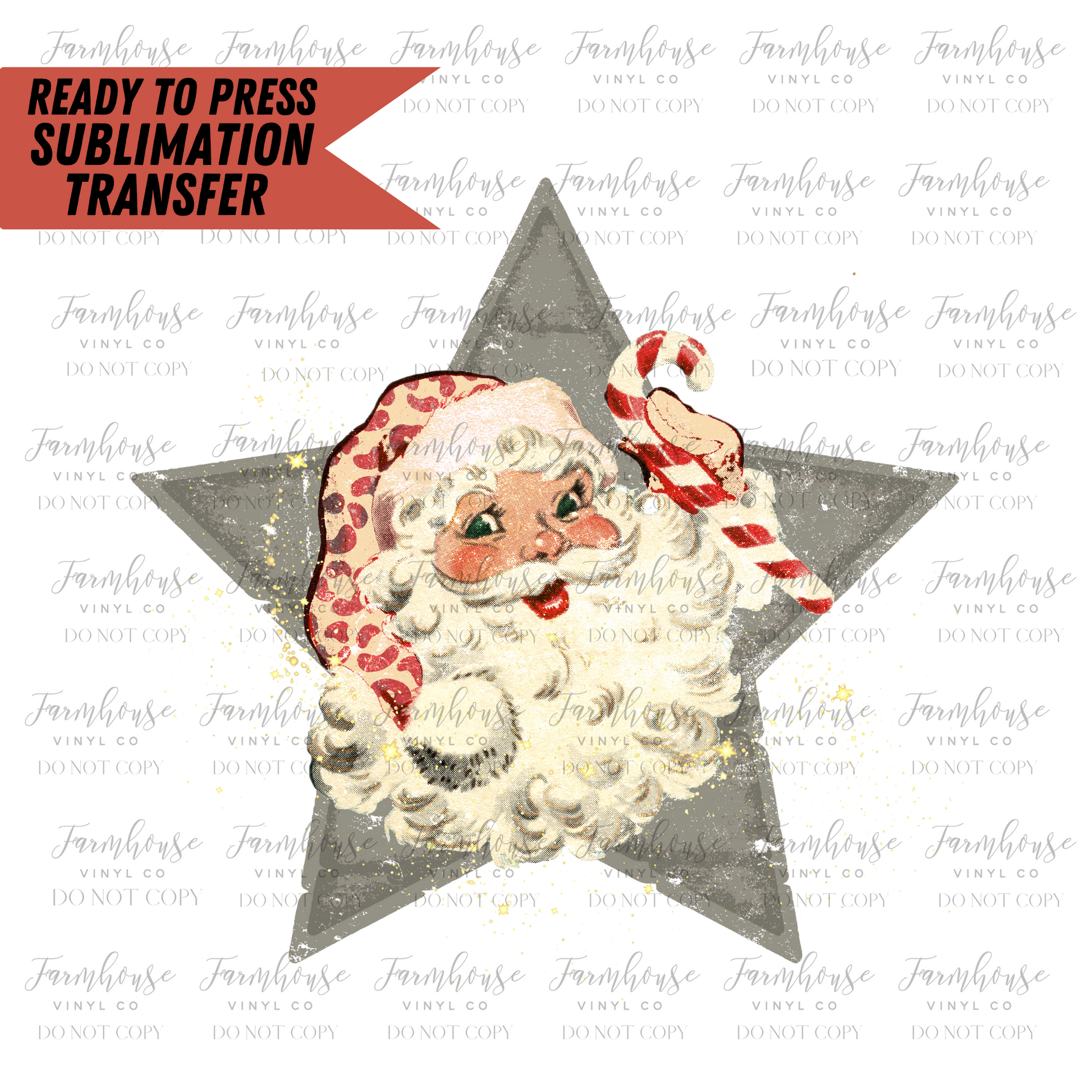 Santa Claus Star Ready To Press Sublimation Transfer - Farmhouse Vinyl Co