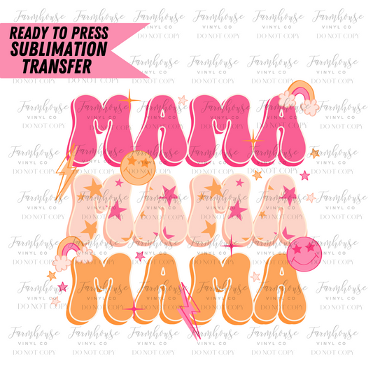 Retro Mama Hot Pink Ready To Press Sublimation Transfer