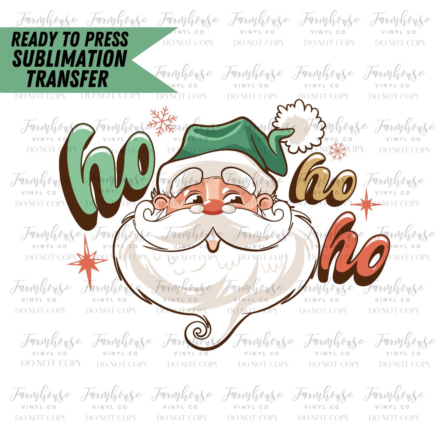 Ho Ho Ho Santa Retro Ready To Press Sublimation Transfer - Farmhouse Vinyl Co