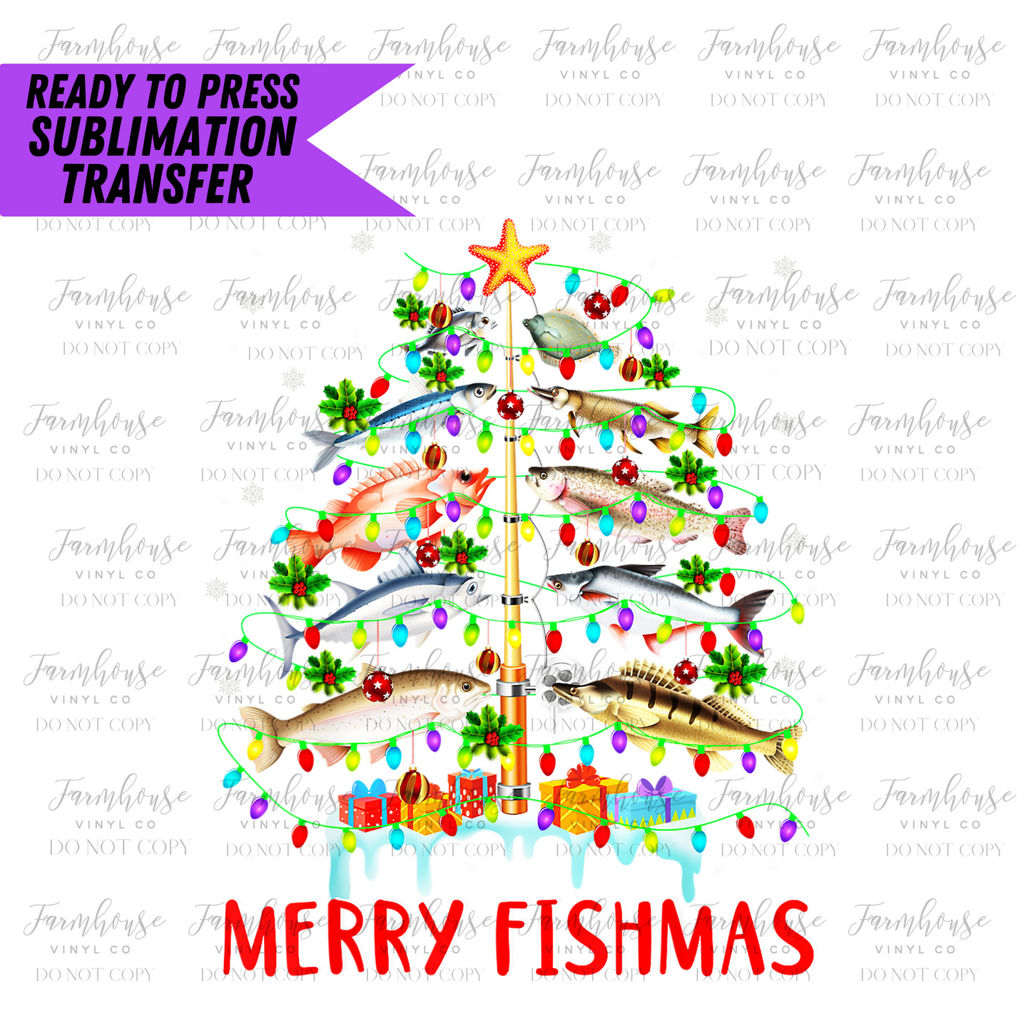 Merry Fishmas Ready To Press Sublimation Transfer - Farmhouse Vinyl Co