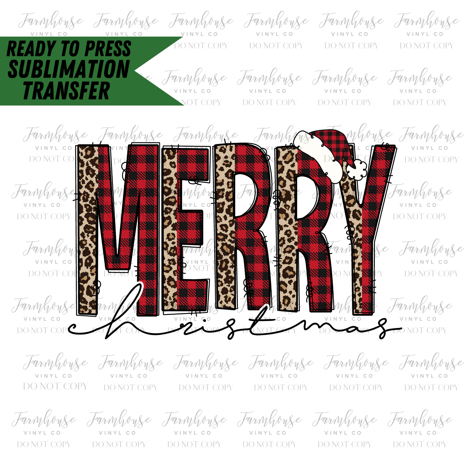 Merry Christmas Buffalo Plaid Ready To Press Sublimation Transfer - Farmhouse Vinyl Co