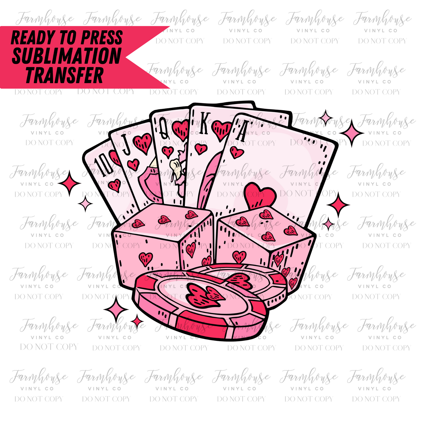 Feeling Lucky Pink Valentines Day Ready To Press Sublimation Transfer