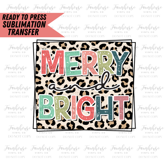 Merry And Bright Leopard Ready To Press Sublimation Transfer - Farmhouse Vinyl Co