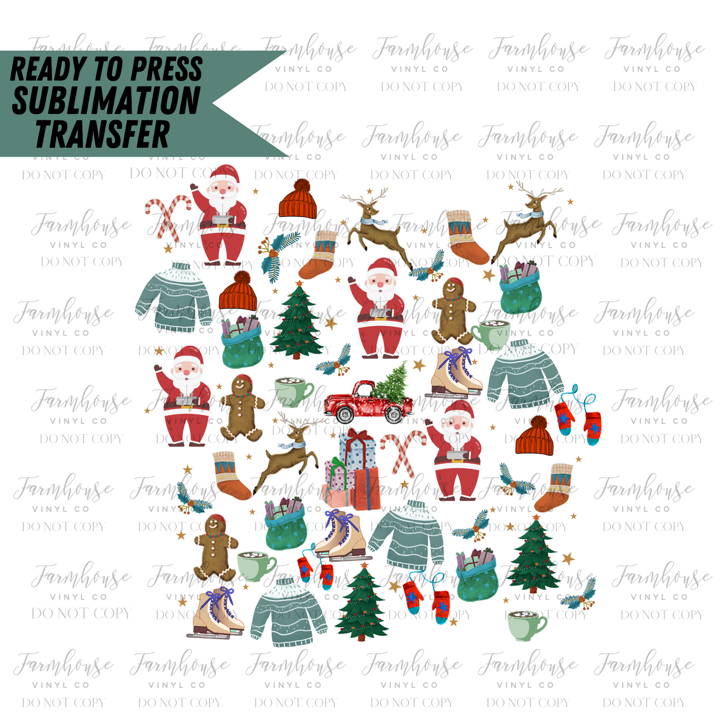 Retro Santa Favorite Things Ready To Press Sublimation Transfer - Farmhouse Vinyl Co