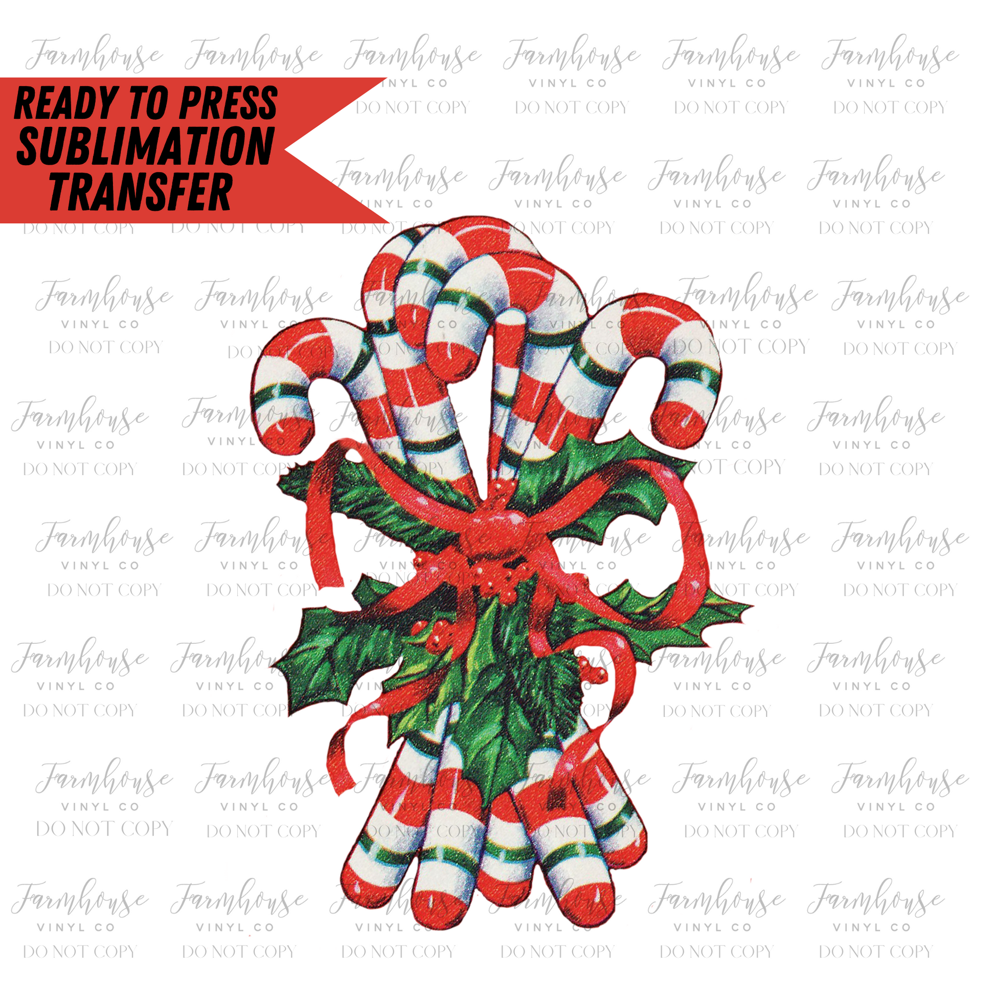 Candy Canes Vintage Ready To Press Sublimation Transfer - Farmhouse Vinyl Co