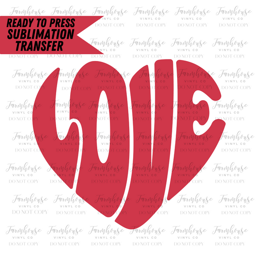 Love Heart Retro Ready To Press Sublimation Transfer