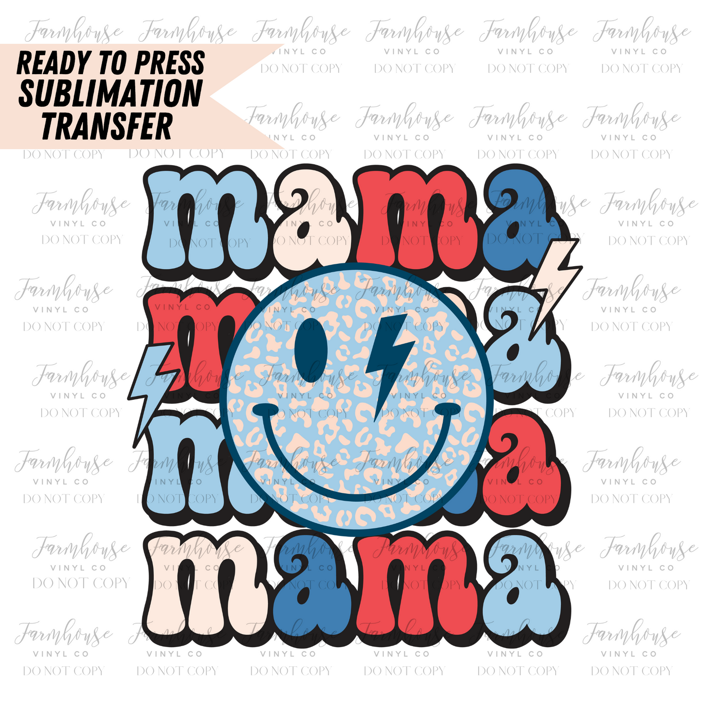 Red White Blue Mama And Mini Ready To Press Sublimation Transfer