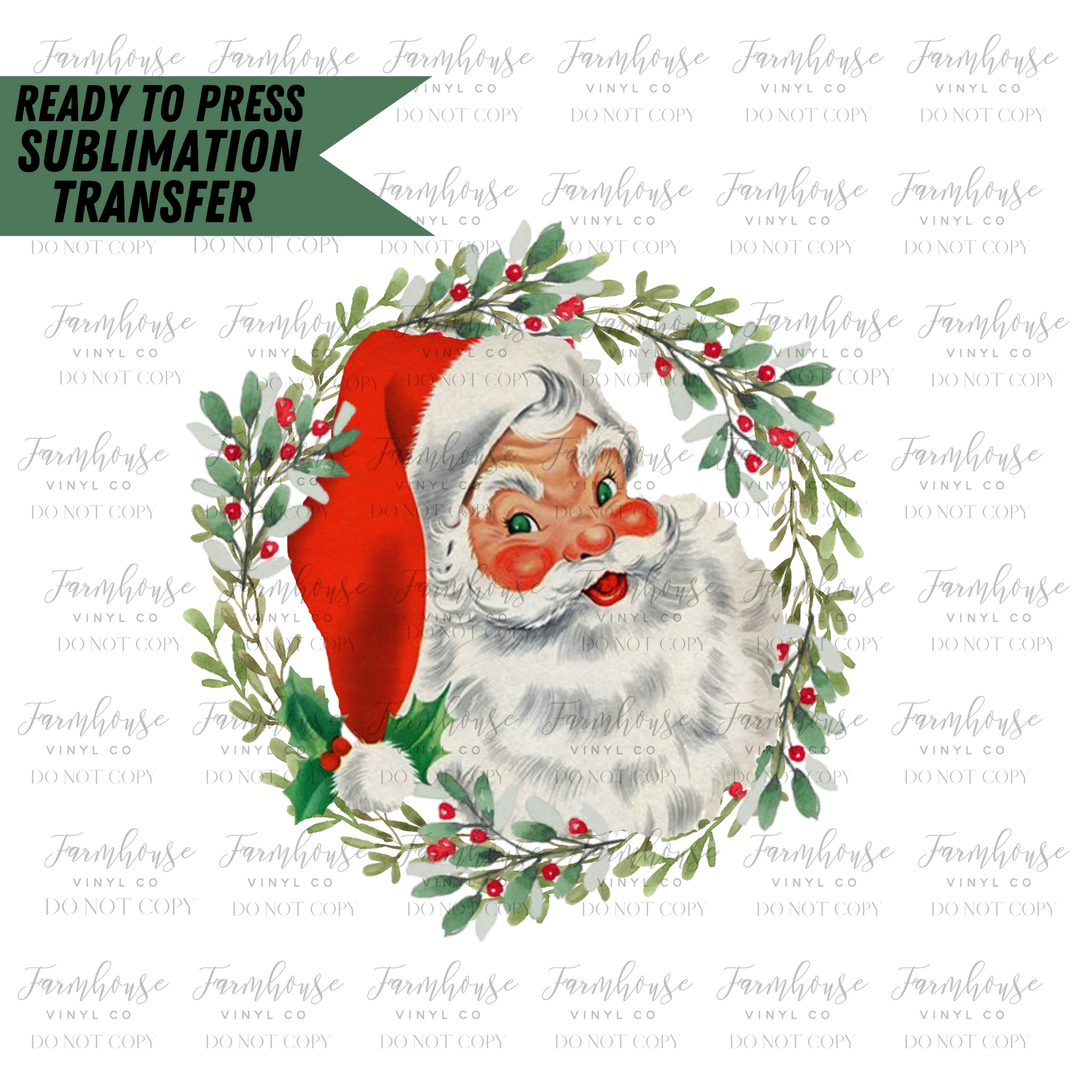 Vintage Rosy Cheek Santa Ready To Press Sublimation Transfer - Farmhouse Vinyl Co