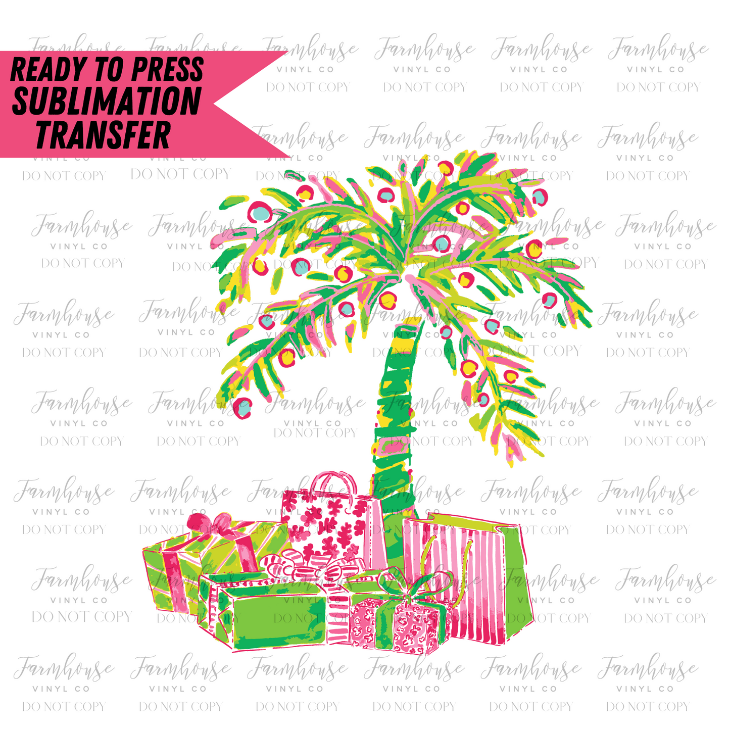 Florida Palm Christmas Tree Ready To Press Sublimation Transfer - Farmhouse Vinyl Co