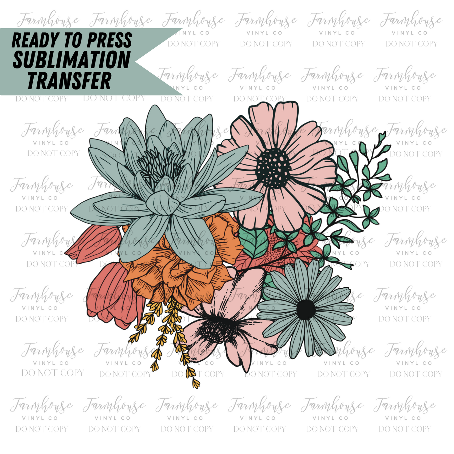 Spring Floral Ready To Press Sublimation Transfer