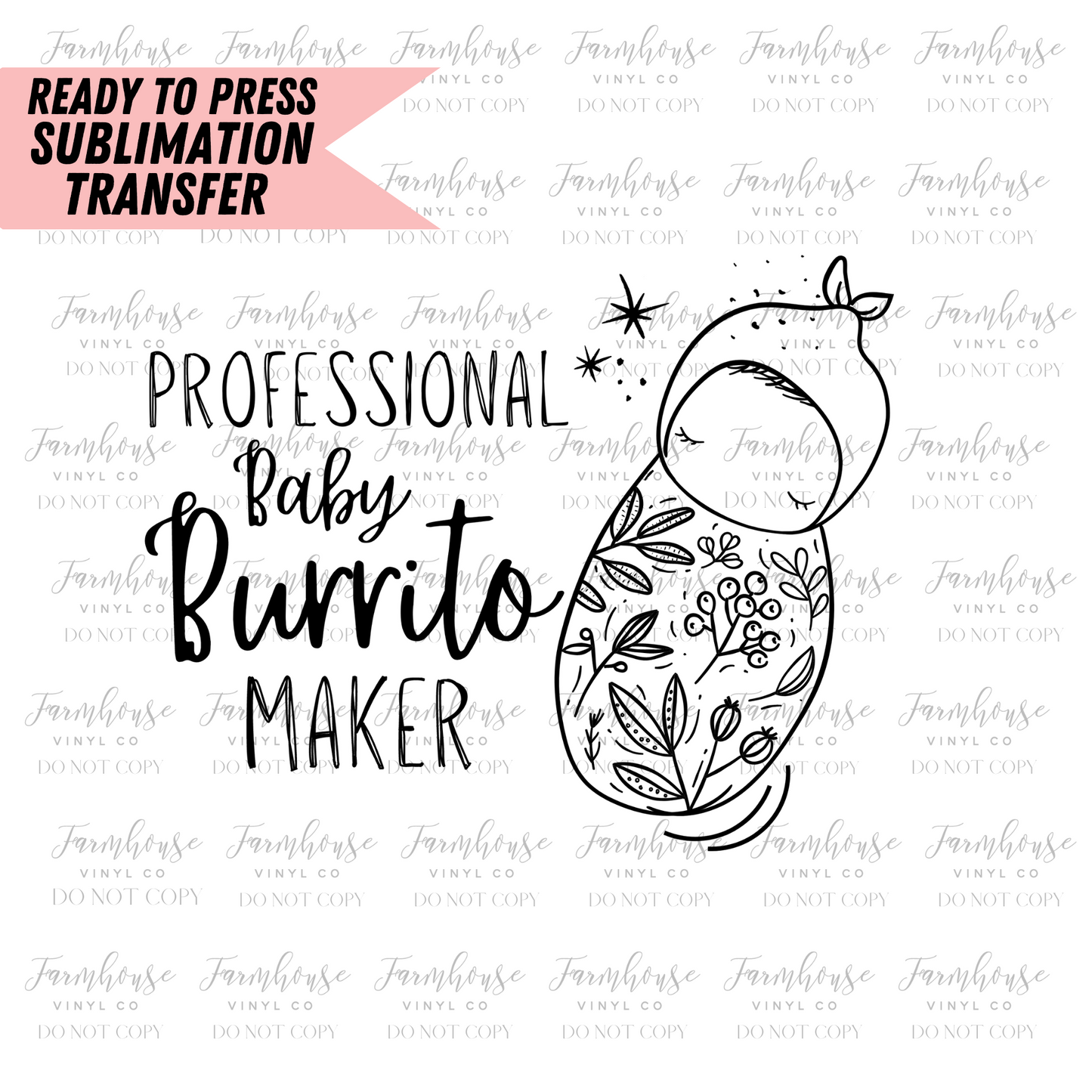 Professional Baby Burrito Maker Ready To Press Sublimation Transfer