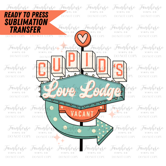 Cupids Love Lodge Retro Ready To Press Sublimation Transfer