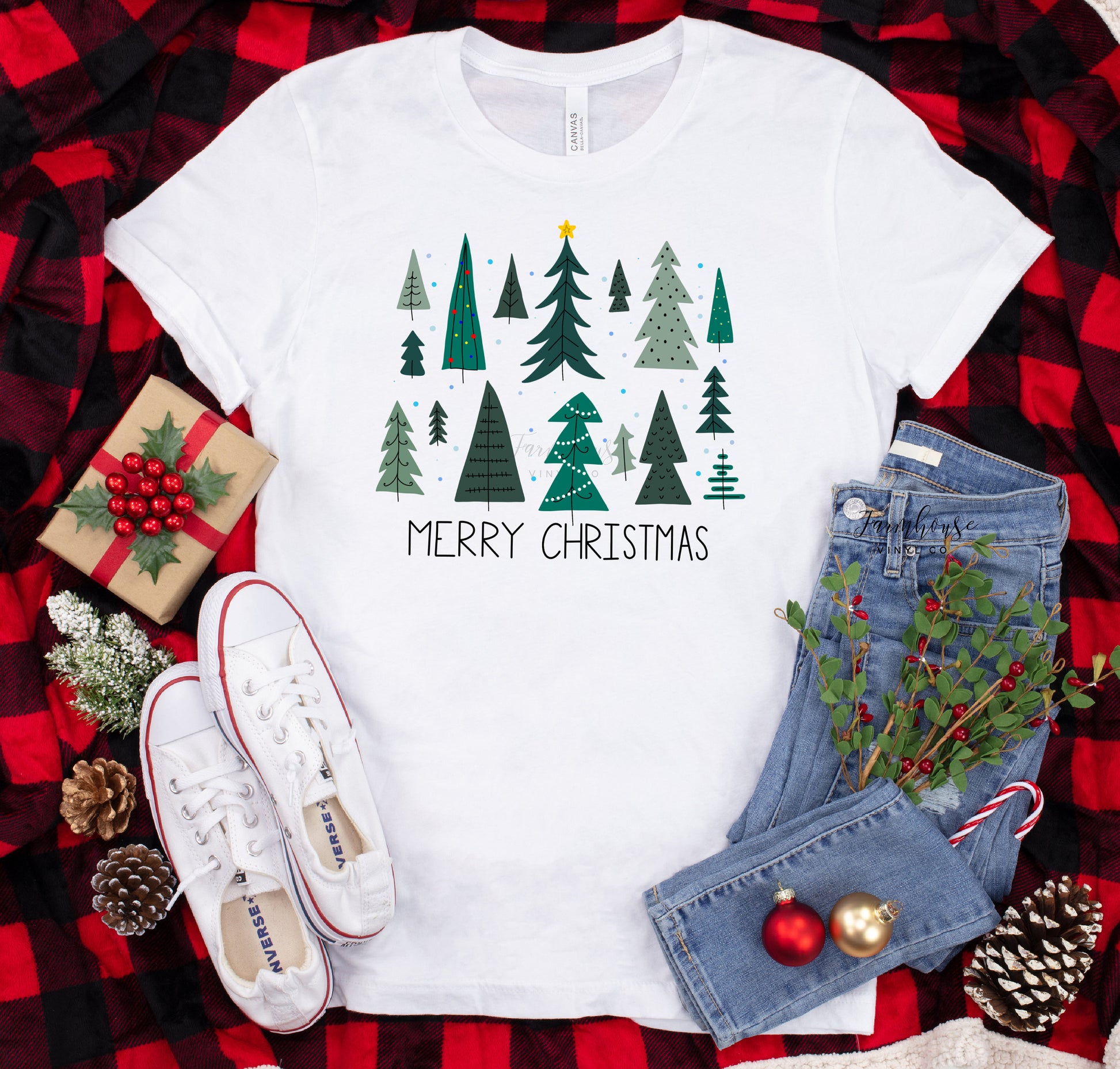 Christmas Unisex Bella Canvas T-Shirt~Christmas Shirts~Most Wonderful Time of the Year~Hot Cocoa~Christmas Lights~Merry and Bright Shirt - Farmhouse Vinyl Co