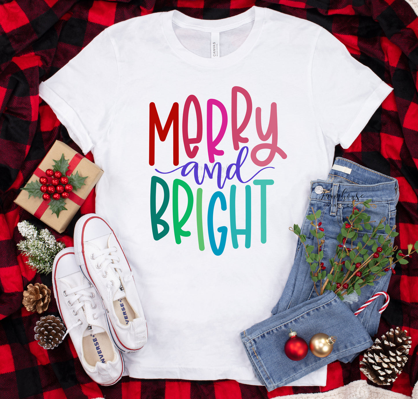 Christmas Unisex Bella Canvas T-Shirt~Christmas Shirts~Most Wonderful Time of the Year~Hot Cocoa~Christmas Lights~Merry and Bright Shirt - Farmhouse Vinyl Co