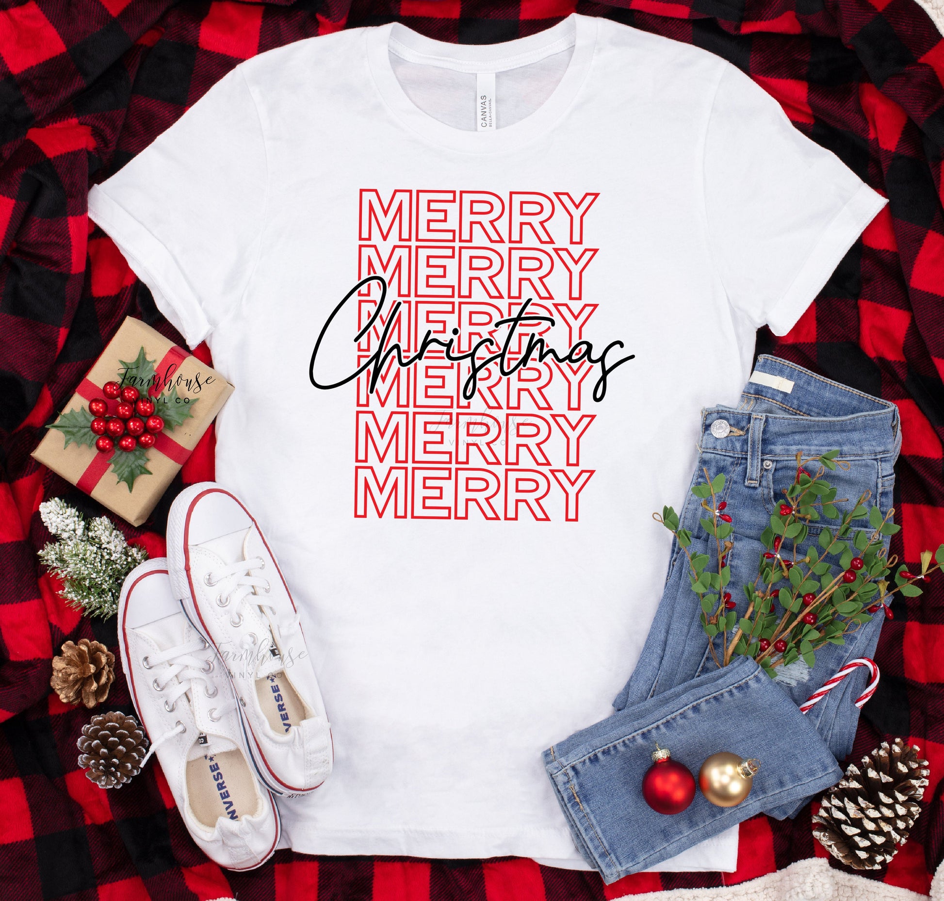 Christmas Mirror Unisex Bella Canvas T-Shirt~Christmas Shirts~Merry Christmas Shirt~Matching Christmas Shirts~Christmas PJ Shirts~Ho Ho Ho - Farmhouse Vinyl Co