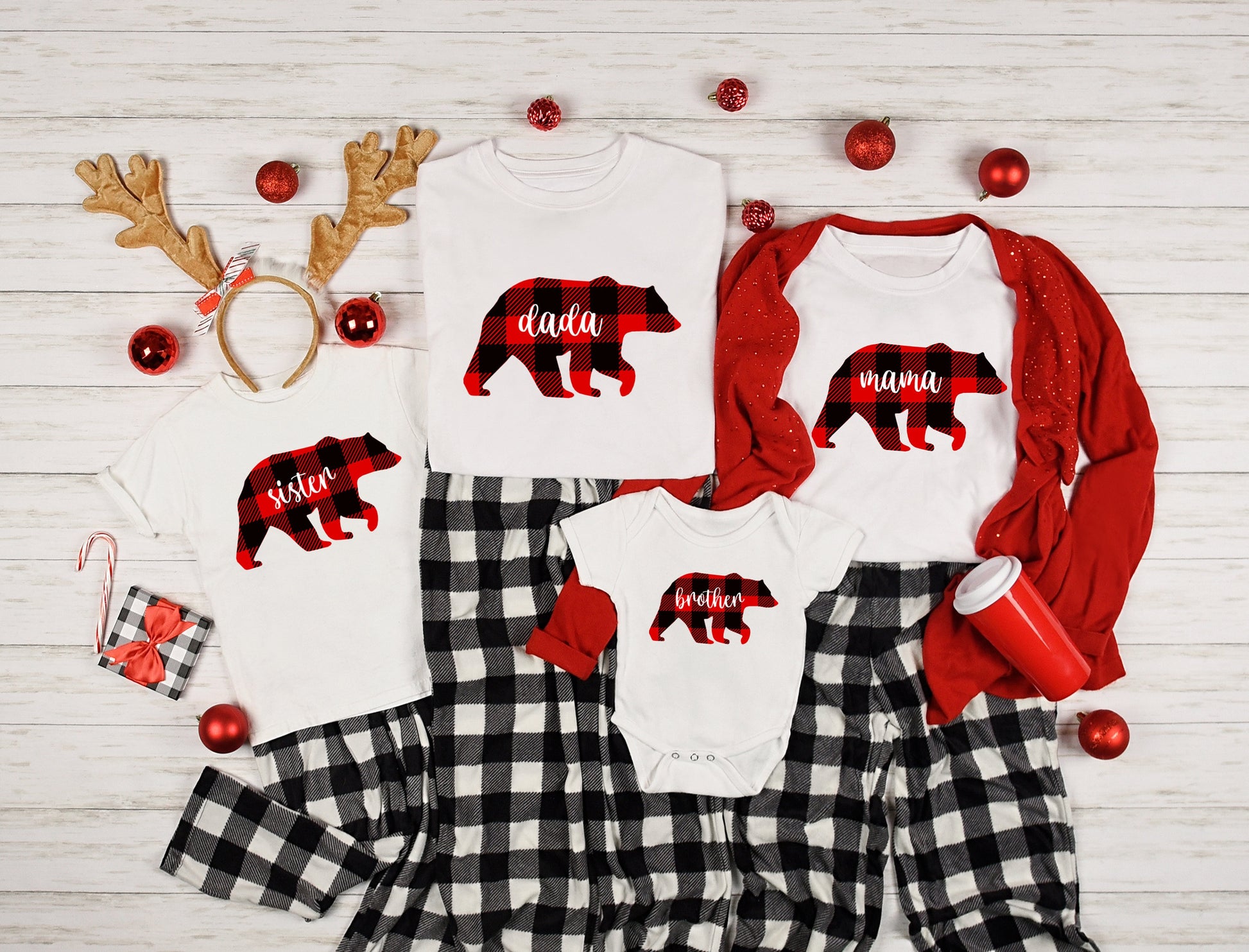 Family Christmas Buffalo Plaid Bear Holiday Group Shirts~Christmas Shirts~Kids Family Matching~Family Christmas Matching PJ~Mama Bear~Papa - Farmhouse Vinyl Co