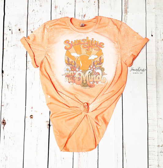 Sunshine On My Mind Hippie Boho Bleached Shirt / Womans Tee / Trendy Shirt / Gift for Her / Outdoor Camping Travel Shirt / Retro Shirt - Farmhouse Vinyl Co