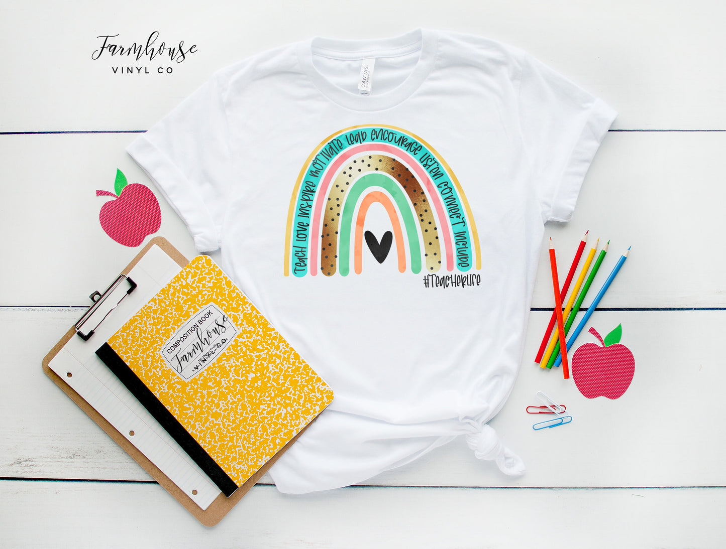 Teacher Life Rainbow Shirt / Educator Staff Shirts / Teacher Gift / Matching Teacher Group Shirts / Field Trip Shirts / Kindergarten Teacher - Farmhouse Vinyl Co