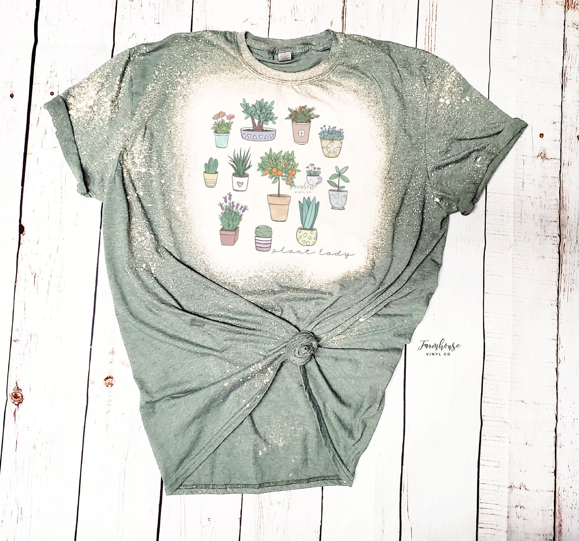 Plant Lady Bleached Tee Shirt / Plant Lover Gift Shirt / BOHO Hippie Tee Shirt / Colorful Plant Lady Shirt / Gift for Mom Nature Women - Farmhouse Vinyl Co