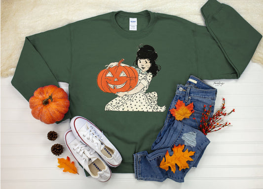 Vintage Pumpkin Girl Sweatshirt