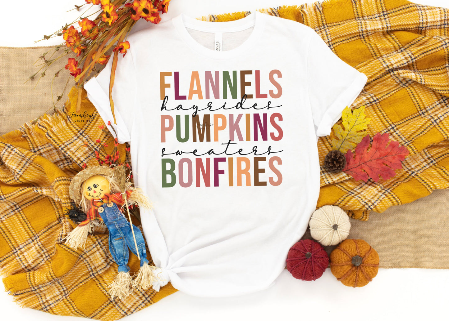 Flannels Hayrides Pumpkins Sweaters Bonfires / Thanksgiving Shirt / Cute Fall Shirt / Thanksgiving Tee / Pumpkin Spice Season / Fall - Farmhouse Vinyl Co