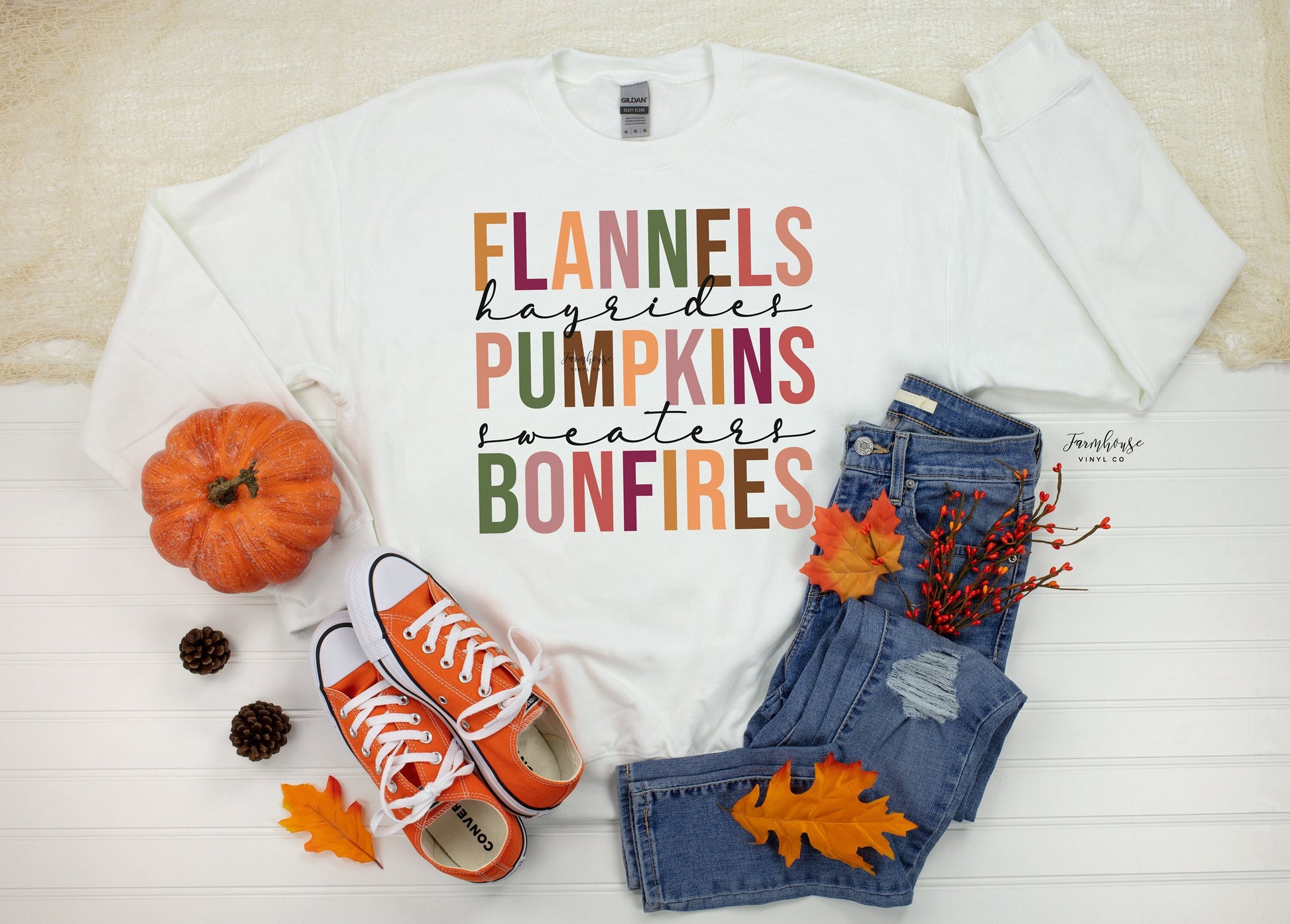 Flannels Hayrides Pumpkins Sweaters Bonfires / Thanksgiving Shirt / Cute Fall Shirt / Thanksgiving Tee / Pumpkin Spice Season / Fall - Farmhouse Vinyl Co