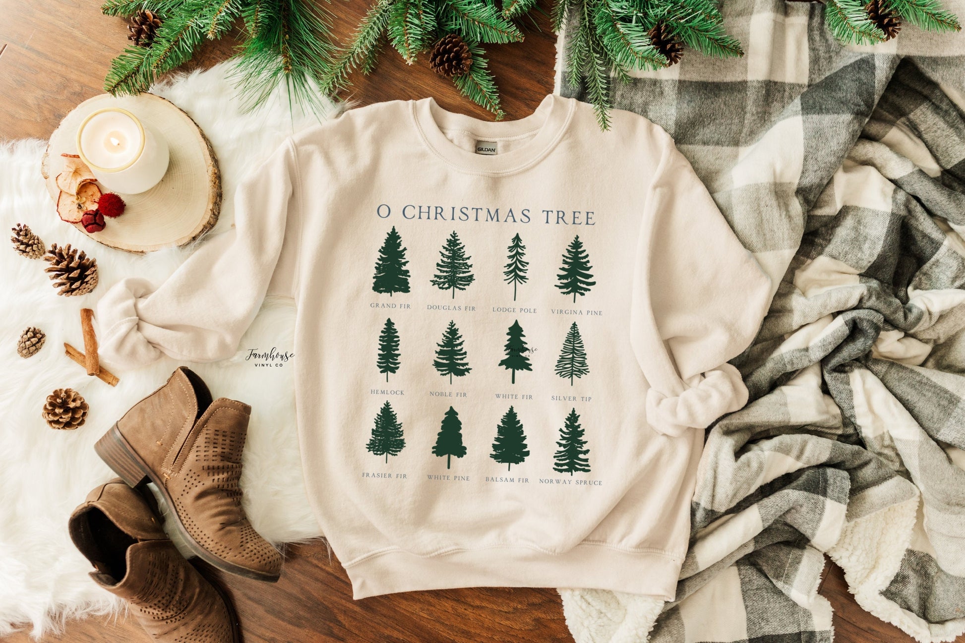 O Christmas Tree Elegant Sweatshirt Shirt / Chirstmas TShirt / Christmas Holiday Trees Shirt / Pine Tree Typers Sweatshirt / Xmas Tee Shirt - Farmhouse Vinyl Co