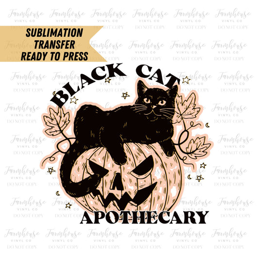 Ready To Press, Sublimation Transfers, Halloween Lover Sub, Sublimation Transfer Ready To Press, Black Cat Apothecary Heat Transfer Design - Farmhouse Vinyl Co