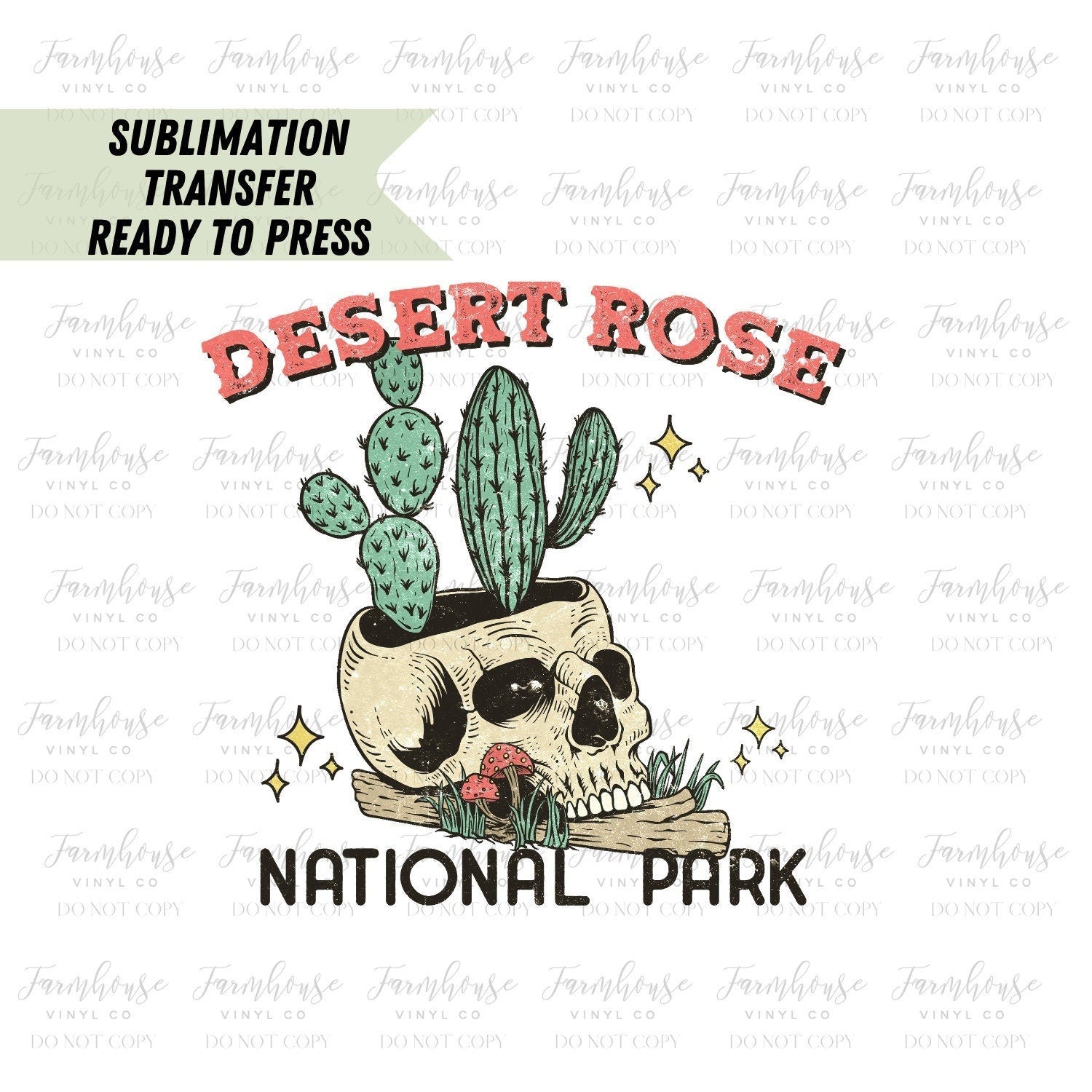 Ready To Press, Sublimation Transfers, Cactus Skull BOHO, Sublimation, Transfer Ready To Press, Desert Rose National Park BOHO Heat Transfer - Farmhouse Vinyl Co