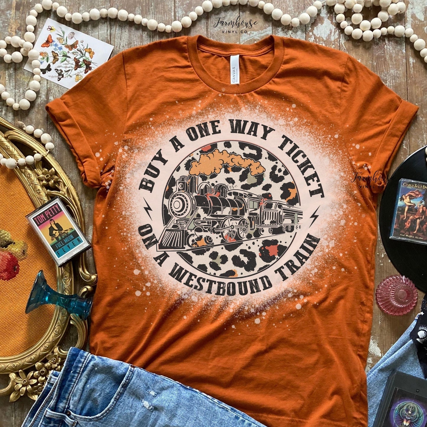 Buy A One Way Ticket on a Westbound Train Bleached Shirt / Trendy shirt / Country Music Fan Shirt / 90s country music song artist / Music T - Farmhouse Vinyl Co