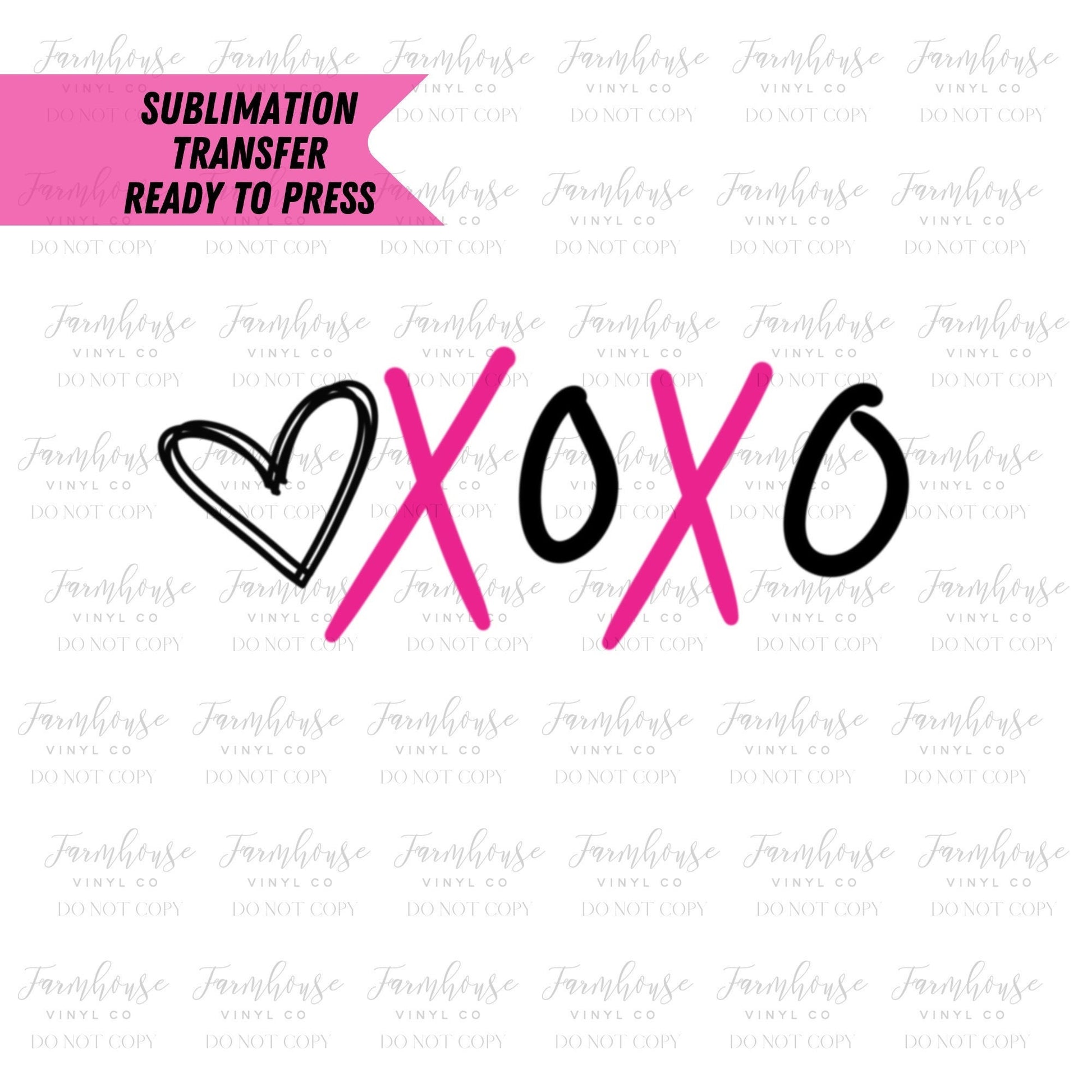 XOXO Heart Love, Ready To Press, Sublimation Transfers, DIY Shirt, Sublimation, Transfer Ready To Press, Valentine Heat Transfer Design - Farmhouse Vinyl Co