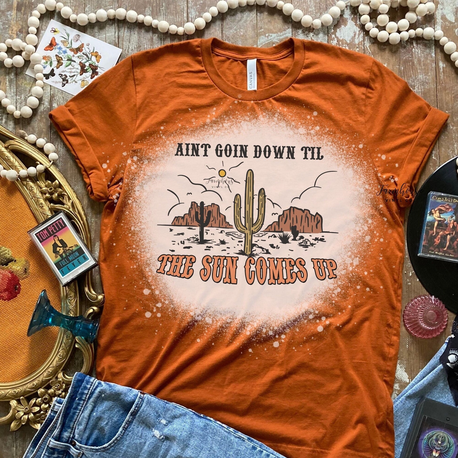 Aint Goin Down Til The Sun Comes Up Bleached Shirt / Trendy shirt / Country Music Fan Shirt / 90s country music song artist / Concert Tee - Farmhouse Vinyl Co
