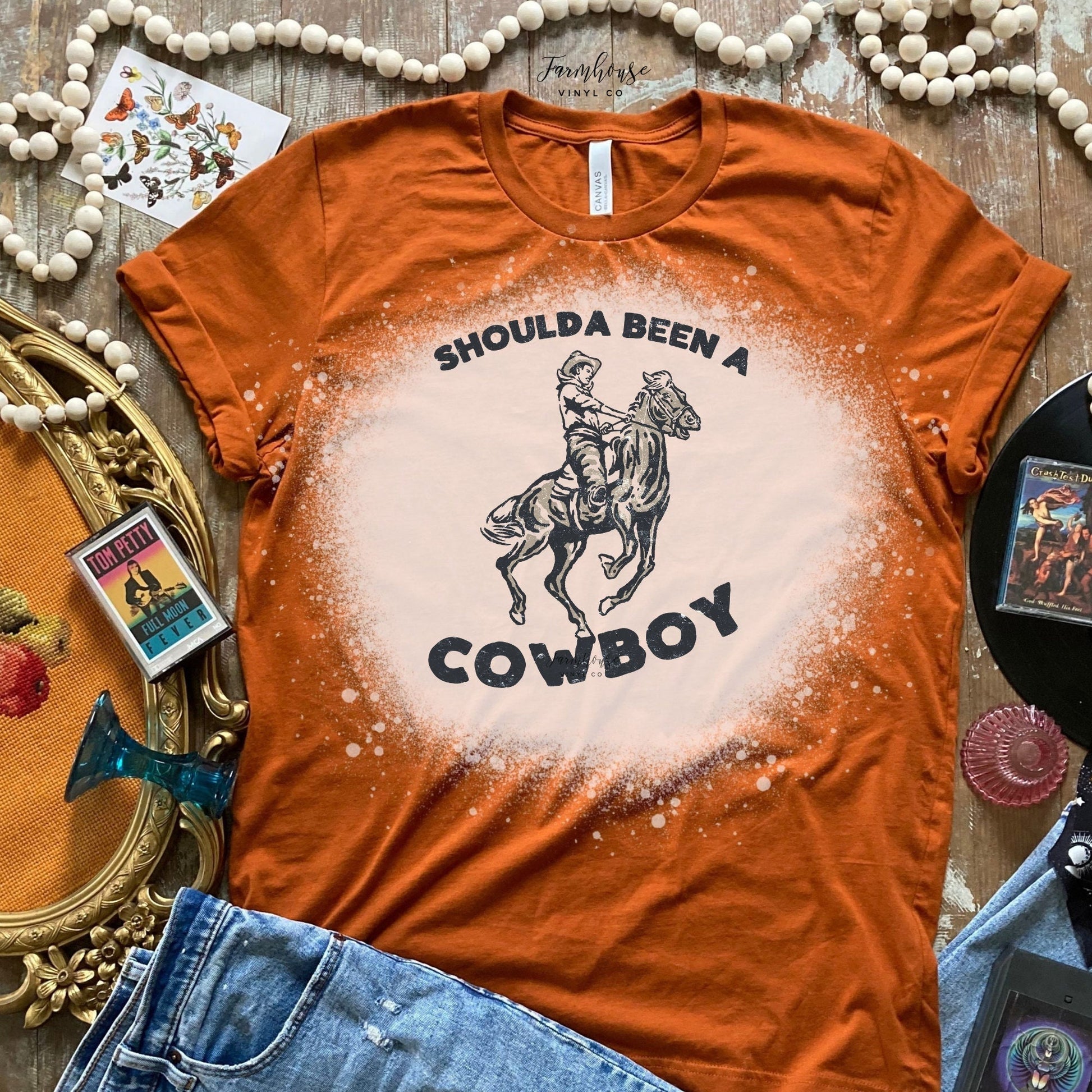 Shoulda Been A Cowboy Southern Bleached Shirt / Trendy shirt / Country Music Fan Shirt / 90s country music song artist / Concert Shirt - Farmhouse Vinyl Co