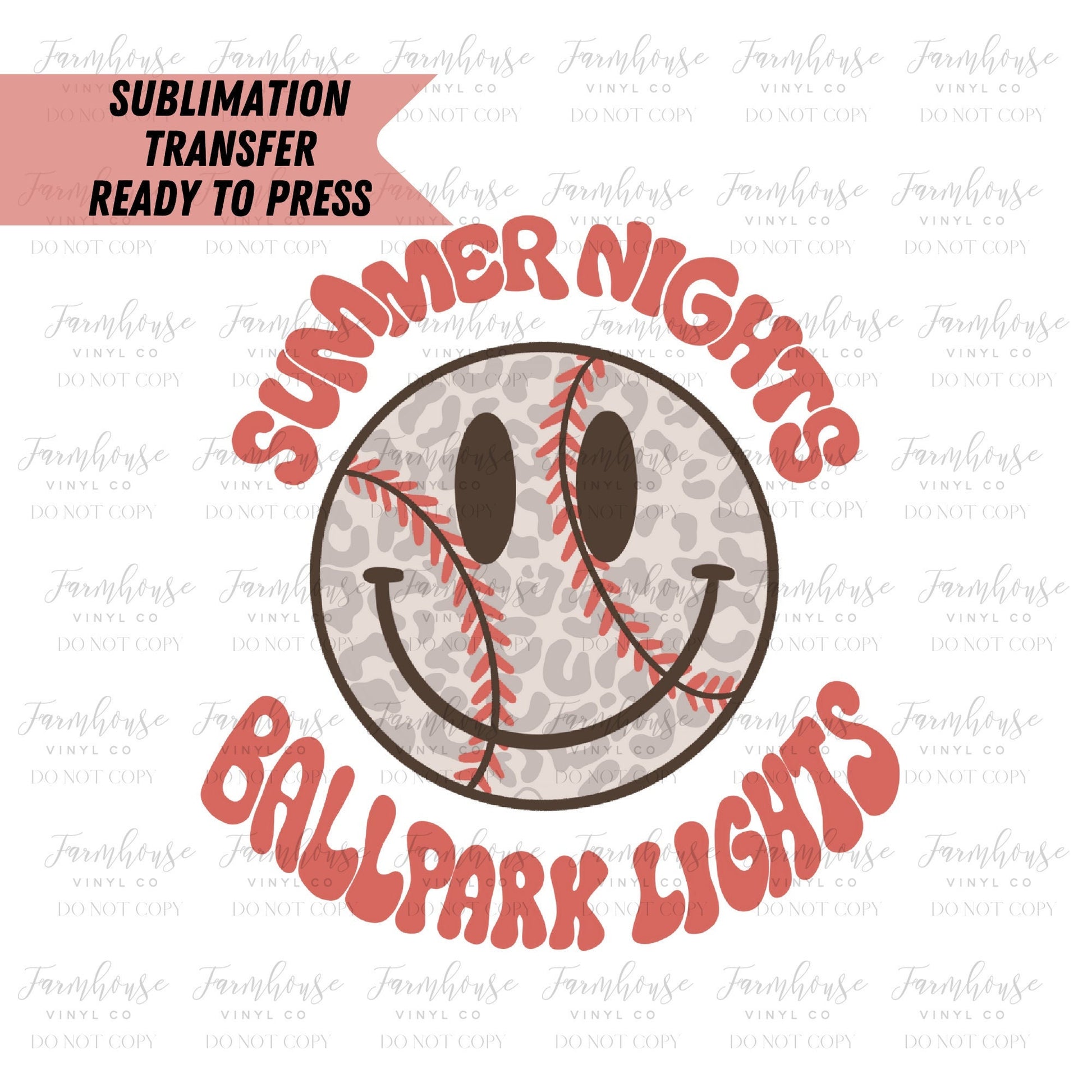 Summer Nights Ballpark Lights, Sport Baseball Mom, Ready To Press, Sublimation Transfers, Transfer Ready To Press, Heat Transfer Design - Farmhouse Vinyl Co