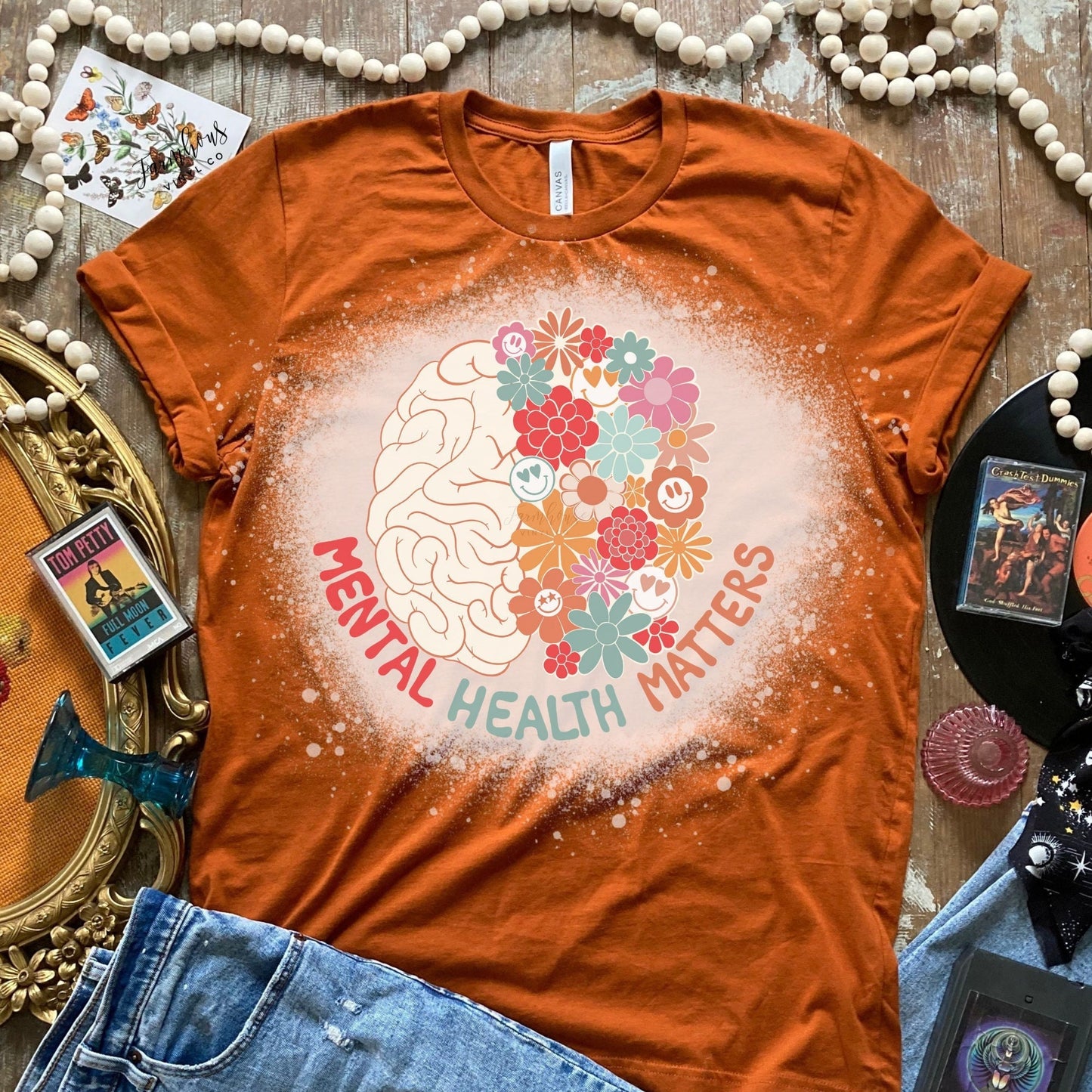 Mental Health Matters Floral Brain Shirt / Womans Tee / Trendy Shirt / Mental Health Awareness Shirt / Boho T-Shirt / Floral BOHO Shirt - Farmhouse Vinyl Co