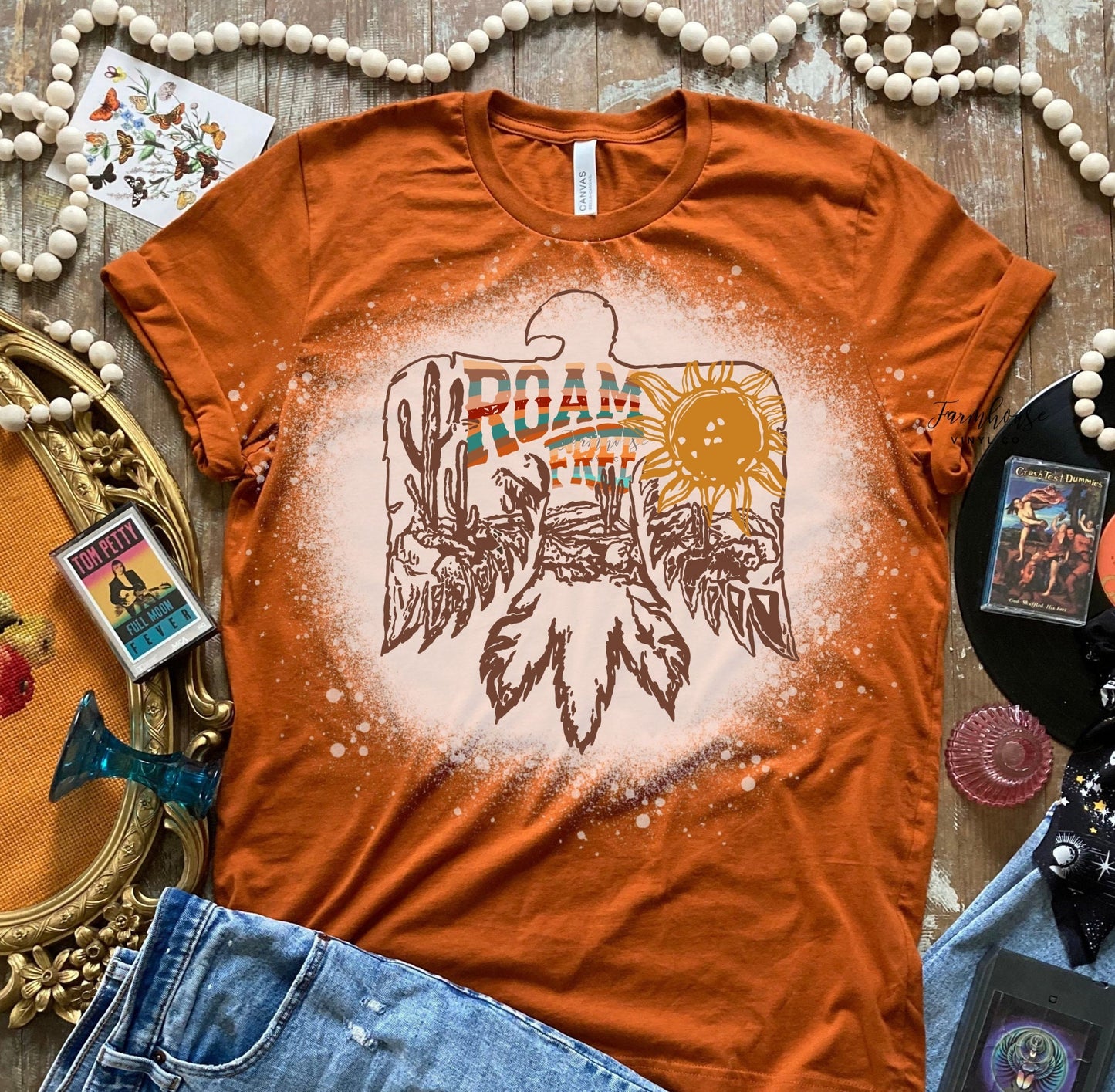 Roam Free Bleached Shirt / BOHO Vintage Desert Thunderbird SHIRT / Trendy Womens Shirt / Southern Country TShirt - Farmhouse Vinyl Co