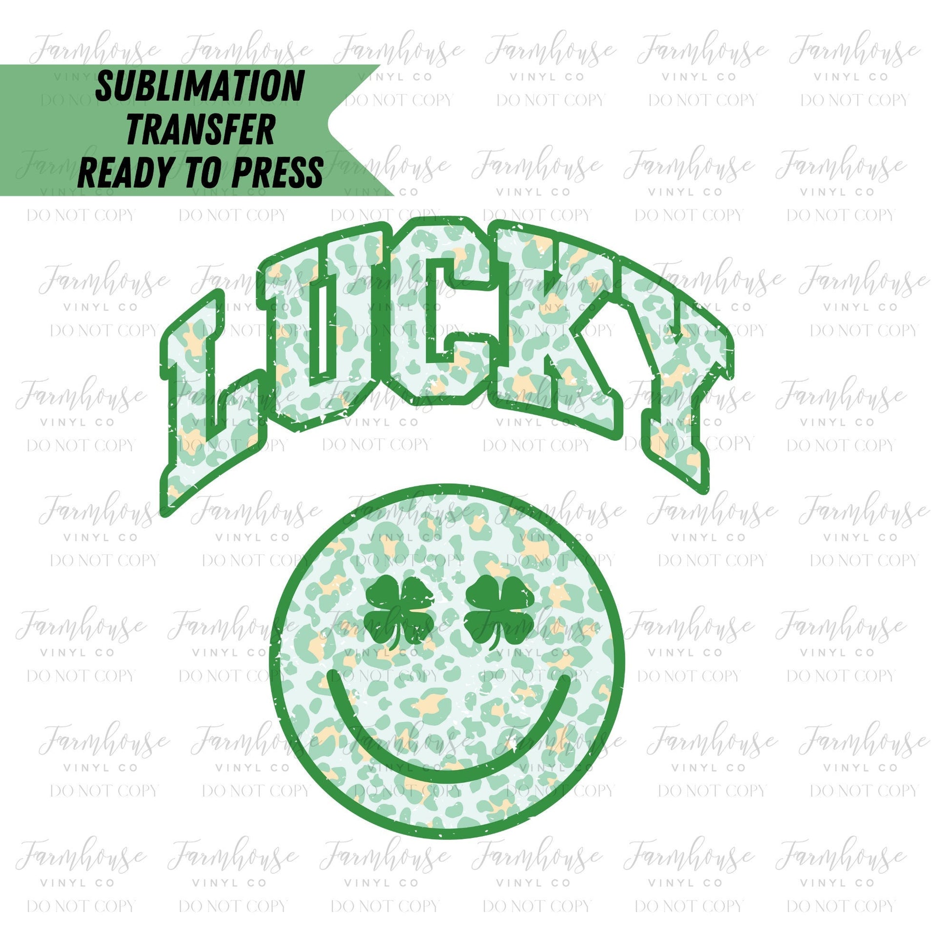 Lucky Shamrock Smiley Face BOHO, Ready To Press, Sublimation Transfers, Sublimation Prints, Transfer Ready To Press, St Patrick Day - Farmhouse Vinyl Co